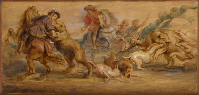 Studera för "The Bear Hunt" (för Alcázar, Madrid) av Peter Paul Rubens