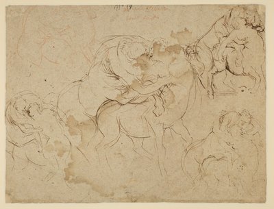 Studie av mansfigurer och kvinnliga kentaurer (Centaurides) (verso) av Peter Paul Rubens