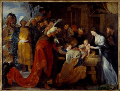 The Adoration of the Magi Målning av Pierre Paul (Pierre-Paul) Rubens (eller Peter Paul eller Petrus Paulus) (1577-1640) 1617 Sön. 2,51x3,28 m Lyon, Musee des Beaux Arts av Peter Paul Rubens
