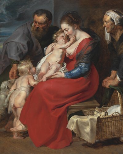 Den heliga familjen med heliga Elizabeth och Johannes döparen, ca 1615 av Peter Paul Rubens