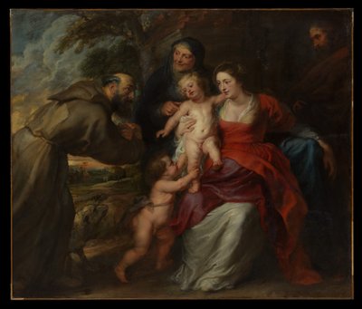 Den heliga familjen med de heliga Franciskus och Anna och barnet Johannes Döparen av Peter Paul Rubens