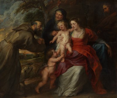 Den heliga familjen med de heliga Franciskus och Anne och spädbarnet Johannes döparen, 1630-talet. av Peter Paul Rubens