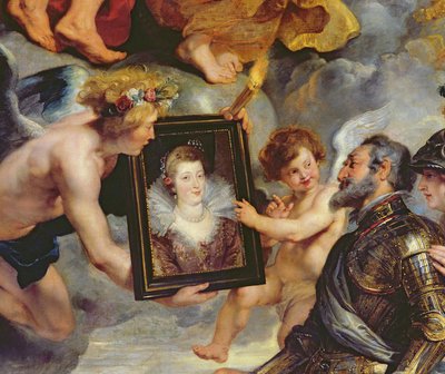Medici-cyklussen: Henri IV (1553-1610) Modtager portrættet af Marie de Medici (1573-1642) 1621-25 (detaljer fra 17689) sverige av Peter Paul Rubens