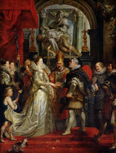 Marie de Medicis (1573-1642) och Henri IV:s (1573-1642) fullmaktsäktenskap 5 oktober 1600, 1621-25 av Peter Paul Rubens