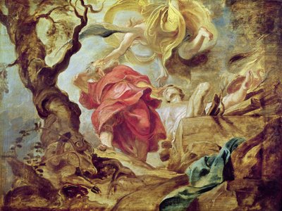 Isaacs offer, skiss för sektion av taket i jesuitkyrkan, Antwerpen, 1620-21 av Peter Paul Rubens