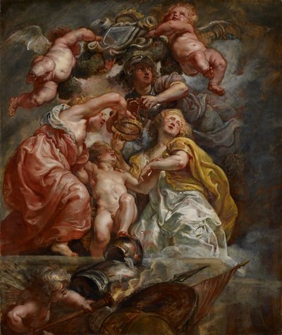 The Union of England and Scotland (Charles I as the Prince of Wales), c.1633-34 (olja på ekpanel) av Peter Paul Rubens