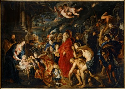 De tre vise männens tillbedjan (målning på duk) av Peter Paul Rubens