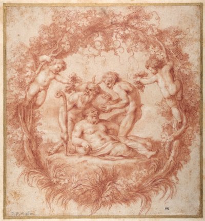 Designen av Tazza Farnese (röd krita med gouache på papper) av Peter Paul Rubens