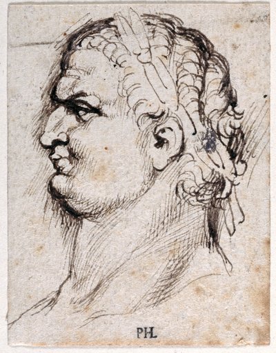 Titus, från tio teckningar av åtta av de första tolv kejsarna, efter Giovanni da Cavinos medaljer (penna och bläck på papper) av Peter Paul Rubens