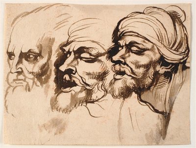 Tre manliga huvuden av Peter Paul Rubens