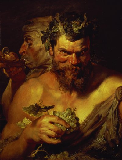 Två Satyrer (olja på panel) av Peter Paul Rubens