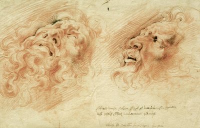 Två studier efter chefen för Laocoon av Peter Paul Rubens
