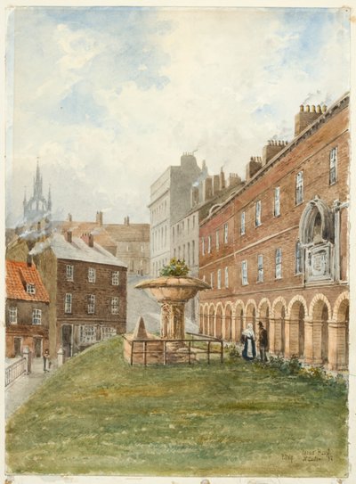 Holy Jesus Hospital, Newcastle upon Tyne (kroppsfärg, penna och akvarell på papper) av Peter Petersen Toft