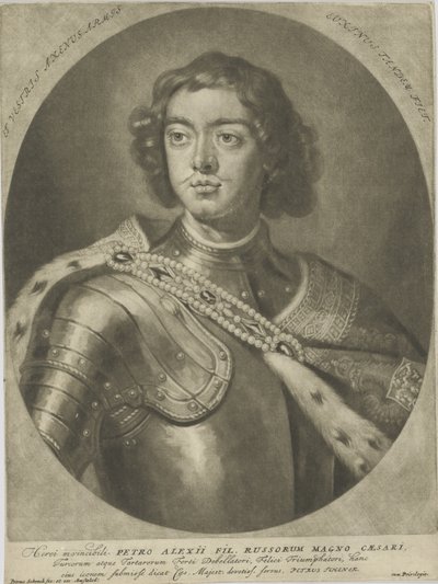 Porträtt av kejsar Peter I den store 1672-1725, um 1700. av Peter Schenk
