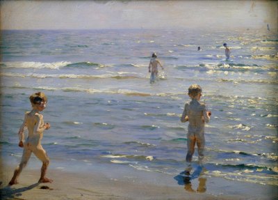 Badande pojkar. Solsken. Skagen av Peder Severin Krøyer