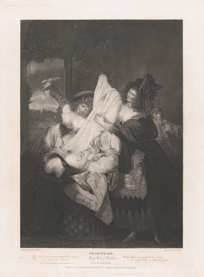 Falstaff in the Buck Basket Shakespeare, Merry Wives of Wi..., publicerad första gången 1793, återutgiven 1852. av Peter Simon