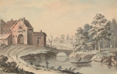 Figurer i ett landskap vid en flod av Peter Tillemans