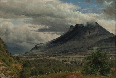 Graniermassivet, vy tagen från Cluse de Chambéry 1850 Olja på papper av Peter Vilhelm Carl Kyhn