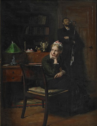 Familjescen i en interiör, 1885 av Peter Vilhelm Ilsted
