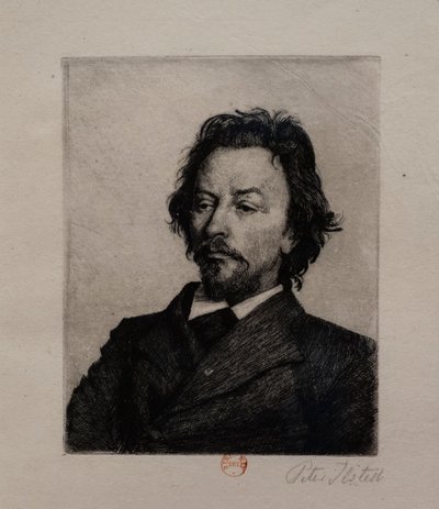 Porträtt av Vilhelm Hammershoi, ca 1899 (etsning) av Peter Vilhelm Ilsted