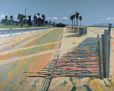 Fence on the Beach, Santa Monica, USA, 2002 (olja på linne) av Peter Wilson