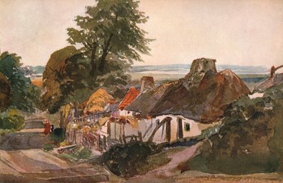 En gränd med stugor, c1820 av Peter de Wint