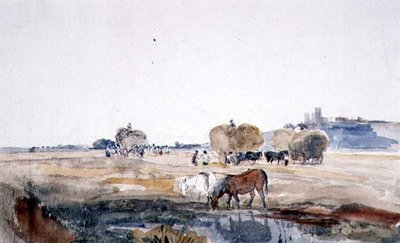 A Lincoln Hayfield (akvarell på papper) av Peter de Wint