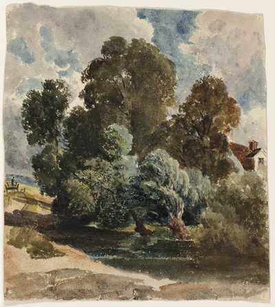 Grove of Trees (recto), Sketch of Aderley Church (verso) av Peter de Wint
