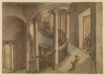 Belvedere-trappan, från Bramantes Scala di Chiocciola, i Cortile di San Damaso, Vatikanen av Peter van Lint