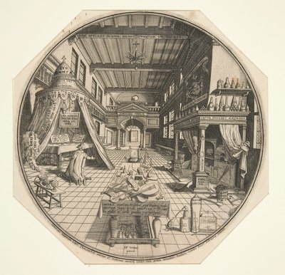 Heinrich Khunrath, alkemist från Leipzig, i sitt bibliotek av Peter van der Doort