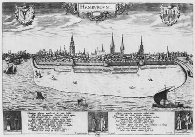 Utsikt över Hamburg av Peter van der Doort