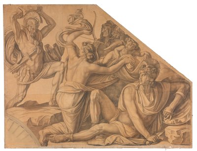 Aphrodite schützt Paris gegen Menelaos av Peter von Cornelius
