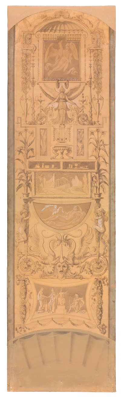 Arabeske mit Darstellungen des Ganymed, der Leda und der Verwundung Achills av Peter von Cornelius
