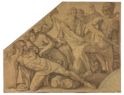 Der Zweikampf zwischen Ajax und Hektor. Karton zu den Deckenbildern der Münchner Glyptothek av Peter von Cornelius