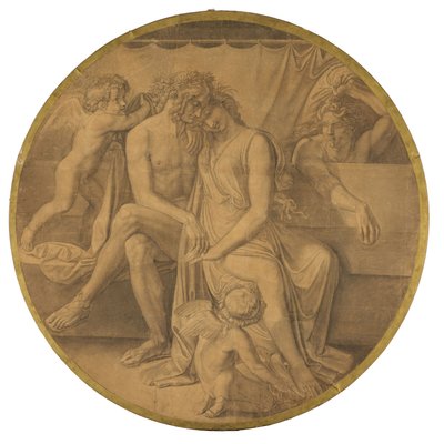 Peleus och Thetis bröllop. Kartong till takmålningarna i Glyptoteket i München av Peter von Cornelius