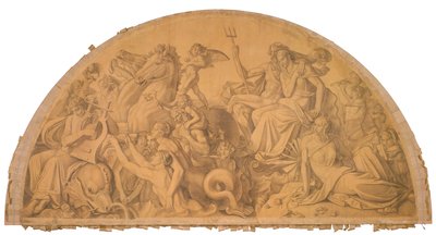 Die Wasserwelt lauscht dem Leierspiel des Arion av Peter von Cornelius