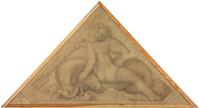 Eros mit dem Delphin (Element des Wassers). Karton zu den Deckenbildern der Münchner Glyptothek av Peter von Cornelius