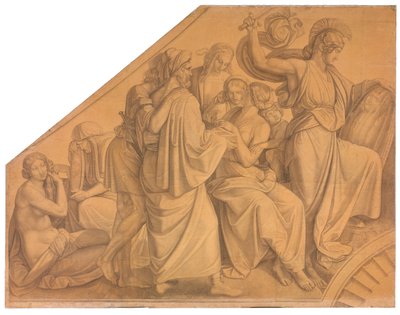 Odysseus entdeckt Achill unter den Töchtern des Lykomedes av Peter von Cornelius