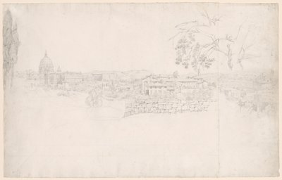 Fantasy Panorama över Rom från Peterskyrkan till Castel San Angelo av Peter von Hess