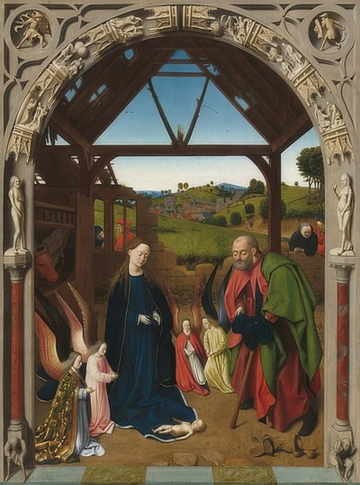 Kristi födelse. Omkring 1450 av Petrus Christus