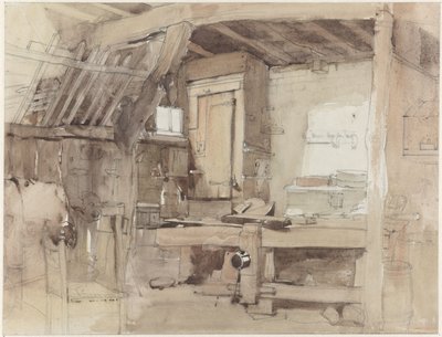 Hörn av snickarverkstaden i Klingelbeek-huset i Oosterbeek av Petrus Franciscus Greive