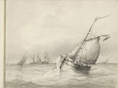 Segelfartyg till havs av Petrus Johannes Schotel (circle of)