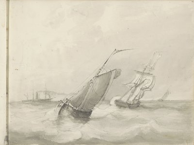 Segelfartyg till havs av Petrus Johannes Schotel (circle of)