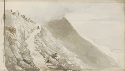 Figurer på en stig längs en stenig kust av Petrus Johannes Schotel