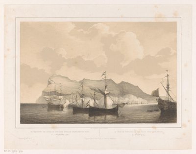 Erövringen av Gibraltar Erövringen av Gibraltar av den anglo-holländska flottan 3 augusti 1704 / La prize de Gibraltar par un flotte Anglo-Neerlandaise (titel på objektet) av Petrus Johannes Schotel