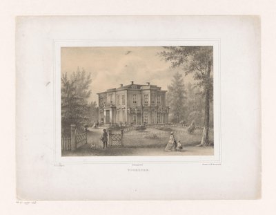 Utsikt över lantgården Försiktighetsåtgärd Försiktighetsåtgärd (titel på objekt) Utsikter i Utrechts omgivningar (serietitel) av Petrus Josephus Lutgers
