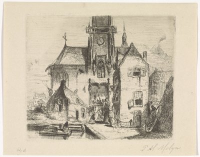 Procession i dörröppningen till en kyrka av Petrus Marius Molijn