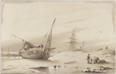 Fartyg på stranden av Petrus Paulus Schiedges (I)