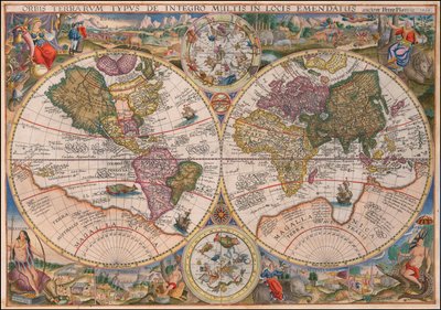 1594 års världskarta med dubbla hemisfärer av Petrus Plancius av Petrus Plancius