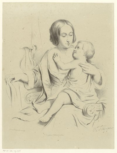 Mamma med barn i knäet av Petrus Theodorus van Wijngaerdt